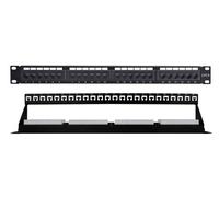 Techly Pannello Patch Professional 369540 UTP 24 posti Cat.6 1U con barra cavi removibile Nero