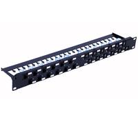 Techly Pannello Patch 367836 - 24 posti RJ45 Cat.6A, uscita inclinata 1U - Nero