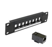 Pannello patch di rete a 8 porte UTP/FTP non schermato/schermato montato su rack 10" Cat 3/Cat 5e/Cat 6/Cat 6A Inline Keystone Distribution Frame (Cat 6 nero)