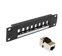 Pannello patch di rete a 8 porte UTP/FTP non schermato/schermato montato su rack 10 pollici Cat 3/Cat 5e/Cat 6/Cat 6A Inline Keystone Distribution Frame (schermato Cat 6)