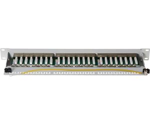 Pannello patch Helos Cat 6A 19" 1U 24 porte grigio chiaro NEW