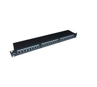 PANNELLO PATCH PER RETI CON 24 PORTE RJ45 CAT 6 SCHERMATO 19" COLORE NERO