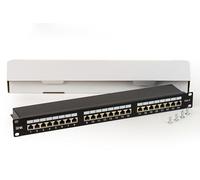 PANNELLO PATCH PER RETI CON 24 PORTE RJ45 CAT 6 SCHERMATO 19" COLORE NERO