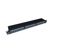 PANNELLO PATCH PER RETI CON 24 PORTE RJ45 CAT 6 SCHERMATO 19" COLORE NERO