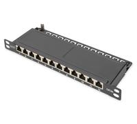DIGI 91612SSLEA - Pannello patch, Cat. 6a, 0,5 U, 12 porte, schermato, nero
