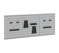 Pannello per Attrezzi 3 pz Grigio 150 x 1 x 60 cm | Legno ingegnerizzato e acciaio, stile industriale, scomparti per attrezzi, assemblaggio con cacciavite, pulizia con panno