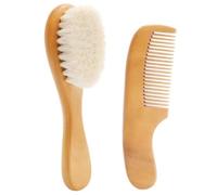 Pannello per bambini set di legno naturale Basket per bambini e pettinatura includono la spazzola per capelli per bambini e la spazzola per capelli neonati morbido con maniglia e lana per setole per