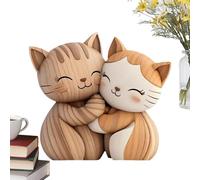 Pannello per gatti in legno - decorazioni da scrivania in legno 2d per coppia di gatti | Decorazione dell'ufficio come una coppia di gatti - Pannello chat in legno 2d decorazione la decorazione di ani