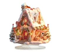 Pannello per la casa della neve in acrilico - Decorazione natalizia illuminata, ornamento da ufficio stimolante con supporto, statuetta di capanna del villaggio 2D per atmosfera | decorazione
