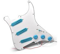 Pannello Pickup Singolo Per Chitarra Elettrica, Pannello Mini Pickup Piccolo A Doppia Traccia Battipenna chitarra con pickup (Color : White top-sky blue pickups)