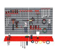 Pannello Porta Attrezzi da Parete 50 Pezzi 53,5x23x95,5 cm Grigio e Rosso