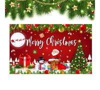 Pannello porta portico di Natale, grande striscione di Natale - Banner fotografico rosso di Babbo Natale 70,87 x 43,31 pollici Sfondo di Natale,Accessorio fotografico invernale, decorazione natalizia