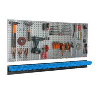 Pannello portautensili 156x72cm Sistema di stoccaggio in metallo 18 scatole blu