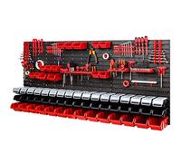 Pannello portautensili - 1728 x 780 mm - Sistema di cuscinetti con parete forata con supporto per attrezzi e scatole impilabili con coperchio - Scaffale da officina, scaffalatura per magazzini