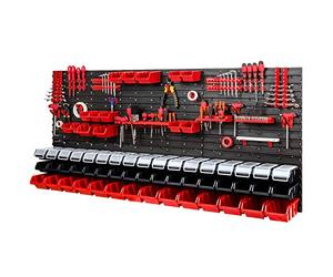 Pannello portautensili - 1728 x 780 mm - Sistema di cuscinetti con parete forata con supporto per attrezzi e scatole impilabili con coperchio - Scaffale da officina, scaffalatura per magazzini