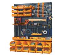 Kit 4 pannelli 323x17x385 mm + 2 supporti utensili + 2 mensole per chiavi inglesi + 38 ganci, in polipropilene