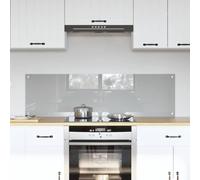 Pannello posteriore da cucina, 2 pezzi, grigio chiaro, 70 x 40 cm, vetro di sicurezza monolastra resistente al calore, design moderno, montaggio semplice grazie ai fori preforati, facile da pulire