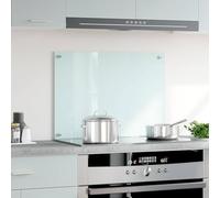 Pannello posteriore da cucina bianco latte in vetro temperato, 70 x 50 cm, paraspruzzi con materiale di montaggio, resistente al calore, resistente ai graffi, pratico per cucinare, arrostire e per la