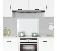 Pannello posteriore da cucina bianco latte in vetro temperato, 80 x 60 cm, paraspruzzi con materiale di montaggio, resistente al calore, resistente ai graffi, per cucinare, arrostire e accessori per