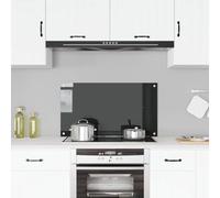 Pannello posteriore da cucina nero, 90 x 50 cm, in vetro temperato, paraspruzzi per la cucina, resistente al calore fino a 240 gradi, più resistente ai graffi rispetto al vetro normale, facile da