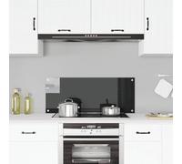 Pannello posteriore da cucina nero in vetro temperato, 100 x 40 cm, 6 mm di spessore, resistente al calore e ai graffi, con materiale di montaggio, ideale come paraschizzi per cucinare e arrostire