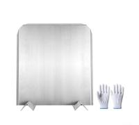Pannello posteriore in acciaio inox con piedini regolabili - Riflettore termico per camini aperti, protegge la parete interna dal calore e dallo scolorimento, design moderno per soggiorno, 16 x 18