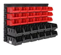PANNELLO PREFORATO PORTAUTENSILI 32 PEZZI BOX IMPILABILE ORGANIZER PARETE ATTREZ
