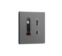 Pannello Presa Intelligente da Parete Universale EU PD 20W USB A con Porte di Ricarica Rapida per Android Type-C e Cavo Retrattile per La Casa B