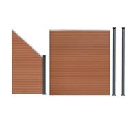 Pannello Recinzione Elemento Angolare + 3 Pali in Metallo LED 185x273cm Marrone