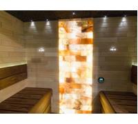 PANNELLO SAUNA ARREDO SPA BENESSERE HOME PARETE MATTONI DI SALE HIMALAYA SALT RANGE AUTENTICO VARIE MISURE CON LUCE (100 X 100 CM)