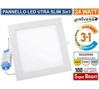 PANNELLO SMD LED QUADRATO DA INCASSO 24W CON DRIVER 2400LM TRIPLA COLORAZIONE