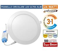PANNELLO SMD LED ROTONDO DA INCASSO 24W CON DRIVER 2400 LUMEN TRIPLA COLORAZIONE
