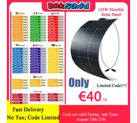 Pannello solare 125W 250W Pannello flessibile Cella solare monocristallina Stazione di alimentazione 12V Carica batteria per campeggio Barca RV