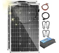 Pannello Solare 150w/300w, Modulo Fotovoltaico Monocristallino Flessibile, con Controller 40a/Caricabatterie per Pannello Solare con Uscita USB, per Garage, Camper, Roulotte, 40acontroller, 300W