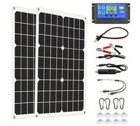Pannello solare 2 pezzi da 40 Watt Modulo di generazione monocristallino Caricabatterie fotovoltaico fuori rete for camper, roulotte, barca, capannone, campeggio, viaggio