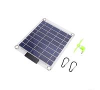 Pannello solare bifacciale trasparente con due porte di ricarica USB e ventola di raffreddamento per ideale per avventure all'aria aperta, design leggero, finitura blu (trasparente)