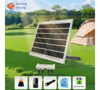 Pannello solare da 15W con 4 porte di ricarica USB, adatto per la ricarica di vari dispositivi USB, ricarica simultanea per 4 porte USB, uscita 1600-1800mA all'ora, cavo da 5m incluso Tagli Unicavetro