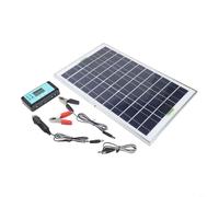 Pannello solare da 20 W, 6 V, silicio monocristallino con doppia porta USB e DC5521, include controller da 10 A + cavo di ricarica per auto + clip per batteria, per la ricarica di dispositivi da 5 V e