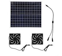 Pannello solare da 22 W con due ventole di scarico da 12 V per regolazione termica in strutture non cablate incluse serre, capannoni e rimorchi