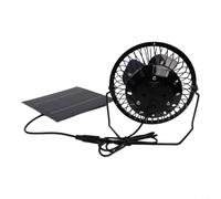 Pannello solare da 5 W con ventola di raffreddamento USB, 145 x 145 cm, alimentatore 6 V 5 V, materiale in ferro, nero, per serre, case per cani, rimorchi, camper, campeggio e uso esterno