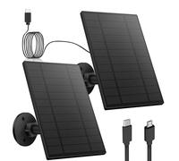 Pannello solare da 5 W per telecamera di sicurezza, pannello solare con porta Micro USB e USB-C per fotocamera con batteria ricaricabile da esterni DC 5 V, impermeabile IP65, supporto di sicurezza