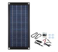 Pannello solare da 60 W, 12 V-18 V, caricabatterie con doppia porta USB, modulo fotovoltaico monocristallino per roulotte, auto, furgoni, barca; include clip e ventose