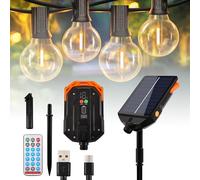 Pannello solare di ricambio per catena luminosa con telecomando e porta di ricarica USB, modulo solare da 24 V, per catene di luci a LED esterne, IP65, impermeabile, 13 modalità di illuminazione