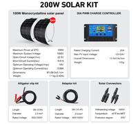Pannello Solare Flessibile 100W 200W Monocristallino Dokio,Per Ricarica Batteria