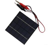 Pannello solare in silicone policristallino da 1,5 W con cavo da 500 mm e clip a coccodrillo per la ricarica di batterie da 3,7 V-5 V, uso esterno ed interno