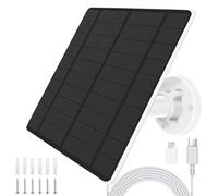 Pannello Solare per Telecamera di Sicurezza, Pannello Solare da 5W con Porta micro USB e USB-C, Staffa Regolabile a 360°, Impermeabile IP65, per Telecamera a Batteria Ricaricabile da Esterno DC 5V
