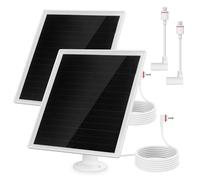 Pannello Solare per Telecamera Ring, 6W Solare per Telecamera di Sicurezza con cavo da 9,8 Piedi, IP66 Impermeabili Monocristallino Pannelli Solari con 360° Staffa Rotante, 2 Pack