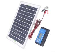 Pannello solare policristallino da 20 W con controller da 10 A, 12 V | Celle policristalline, regolatore di carica integrato da 10 A, sistema da 12 V, conversione efficiente, alloggiamento robusto