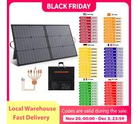 Pannello solare portatile MHPOWOS da 110 W, elementi essenziali per il campeggio, caricabatterie solare pieghevole per centrale elettrica, uscita 20 V con cavalletti per camper