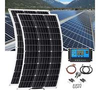 Pannello Solare Semi-Flessibile (150 W/300 W), Caricabatterie 12 V + Pannelli Solari 18 V + Regolatore di Carica 40 A + Piegatura Ad Arco A 30 °, per Auto da Esterno per Camper,300W
